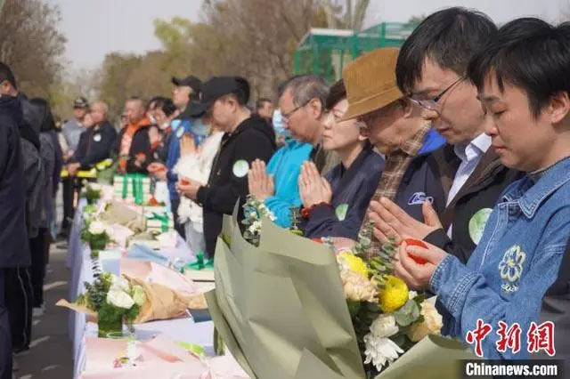 参加公益生态葬的市民为逝者祈福